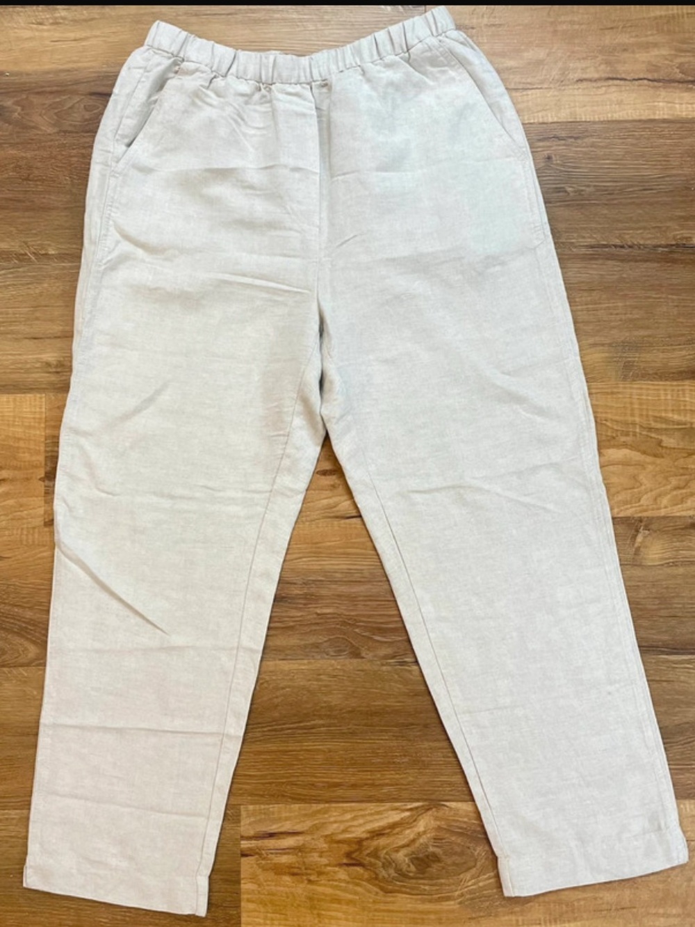 Like new Oysho cream white linen wide leg trousers medium like new